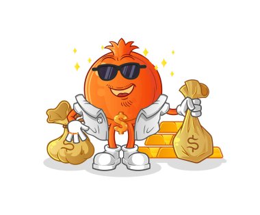 Nar zengini bir karakter. çizgi film maskotu vektörü