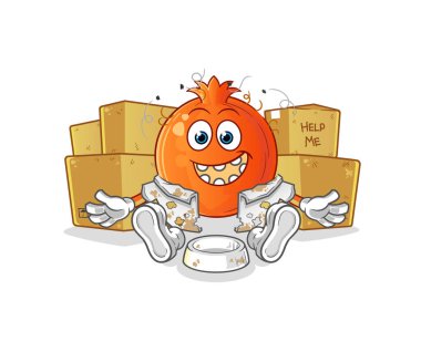 Narlı evsiz adam. çizgi film maskotu vektörü