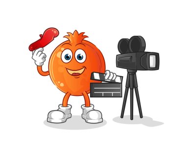 Nar direktörü maskotu. çizgi film vektörü