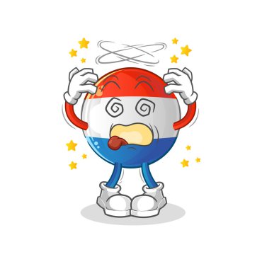 Flaman bayrağı baş döndürücü baş maskotu. çizgi film vektörü