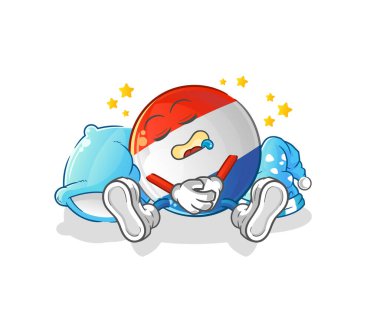 Hollanda bayrağı uyuyan karakteri. çizgi film maskotu vektörü