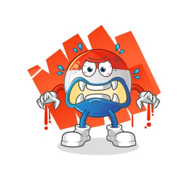 Hollanda bayrağı canavar vektörü. çizgi film karakteri