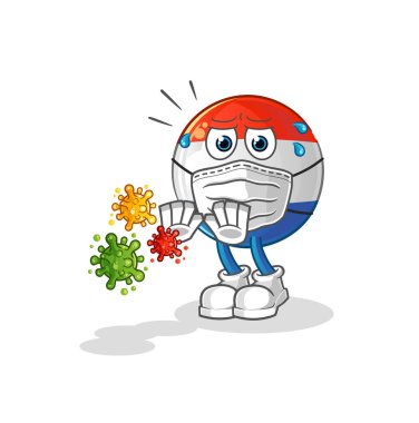 Hollanda bayrağı virüsleri reddediyor. çizgi film maskotu vektörü