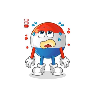 Flaman bayrağı düşük batarya maskotu. çizgi film vektörü