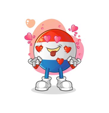 Hollanda bayrağı aşk vektörüne düştü. çizgi film karakteri