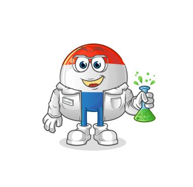 Flaman bilim adamı karakteri. çizgi film maskotu vektörü