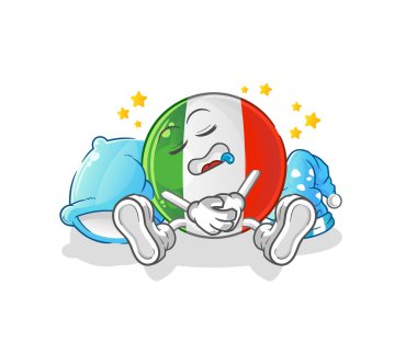 Uyuyan İtalyan bayrak karakteri. çizgi film maskotu vektörü