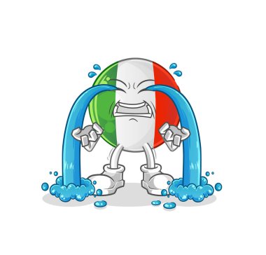 İtalya bayrağı ağlayan illüstrasyon. karakter vektörü