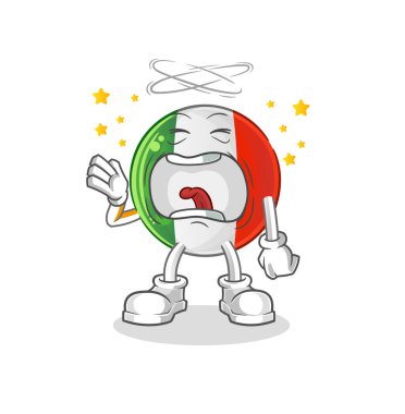 İtalyan bayrağı esneme karakteri. çizgi film maskotu vektörü