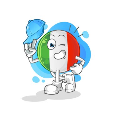 İtalyan bayrağı genç erkek karakter çizgi filmi