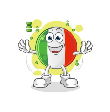 İtalyan bayrağı batarya karakteri. çizgi film maskotu vektörü