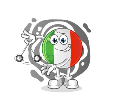 İtalya bayrağı hipnotize edici çizgi film. çizgi film maskotu vektörü