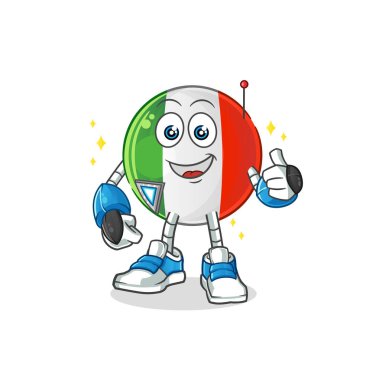 İtalyan bayrak robot karakteri. çizgi film maskotu vektörü