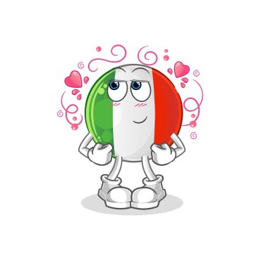 İtalya bayrağı utangaç vektörü. çizgi film karakteri