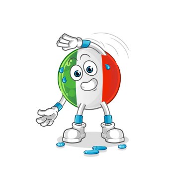 İtalyan bayrağı gerdirme karakteri. çizgi film maskotu vektörü