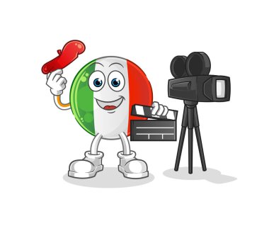 İtalyan bayrak direktörü maskotu. çizgi film vektörü