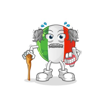 İtalyan bayrağı, beyaz saçlı yaşlı adam. karakter vektörü