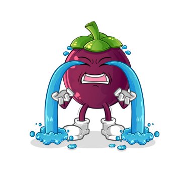 Mangosteen ağlayan illüstrasyon. karakter vektörü