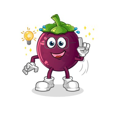 Mangosteen 'in bir çizgi filmi var. maskot vektörü