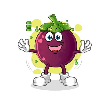 Mangosteen tam batarya karakteri. çizgi film maskotu vektörü