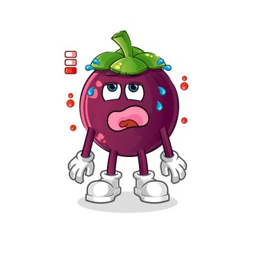Mangosteen düşük batarya maskotu. çizgi film vektörü