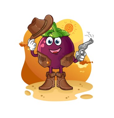 Silah karakteri vektörü olan bir kovboy.