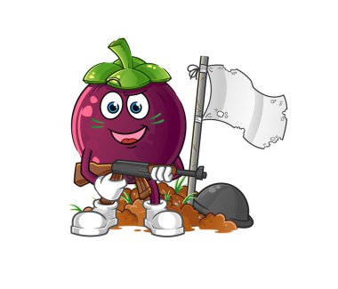 Mangosteen ordu karakteri. çizgi film maskotu vektörü