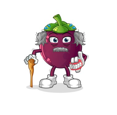 Mangosteen beyaz saçlı yaşlı adam. karakter vektörü