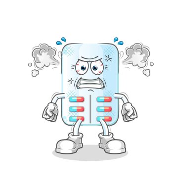 Tıp çok kızgın bir maskot. çizgi film vektörü