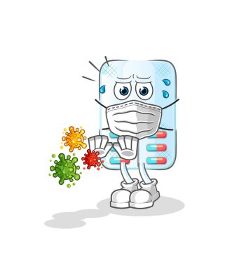 İlaçlar virüsleri reddediyor. çizgi film maskotu vektörü
