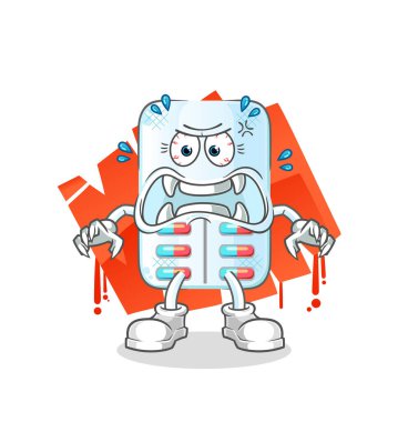 İlaç canavarı vektörü. çizgi film karakteri