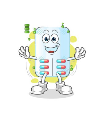 ilaç dolu pil karakteri. çizgi film maskotu vektörü