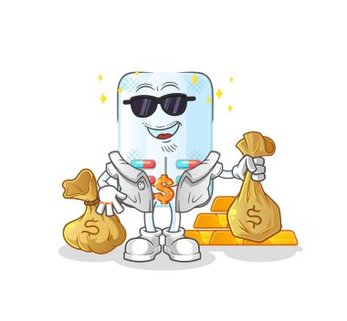 tıp zengini karakter. çizgi film maskotu vektörü