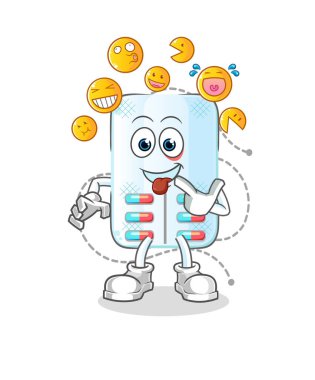 Tıp kahkahası ve alaycı karakter. çizgi film maskotu vektörü