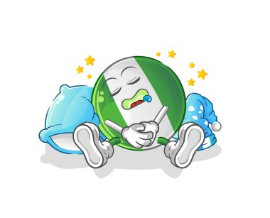 Nijerya bayrağı uyuyan karakter. çizgi film maskotu vektörü