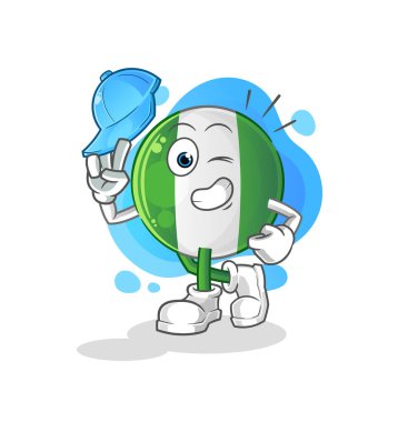 Nijerya bayrağı genç erkek karakter çizgi filmi