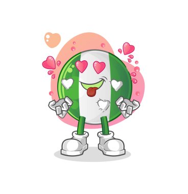 Nijerya bayrağı düşen aşk vektörü. çizgi film karakteri