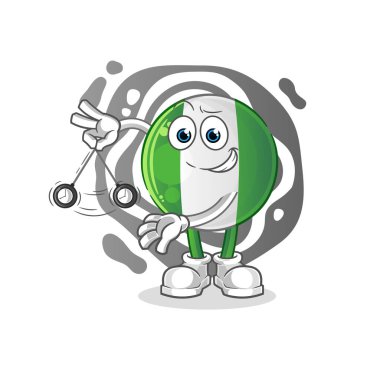 Nijerya bayrağı hipnotize edici çizgi film. çizgi film maskotu vektörü