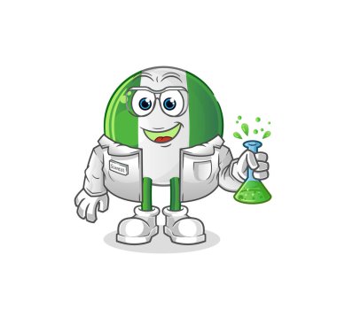 Nijeryalı bilim adamı karakteri. çizgi film maskotu vektörü