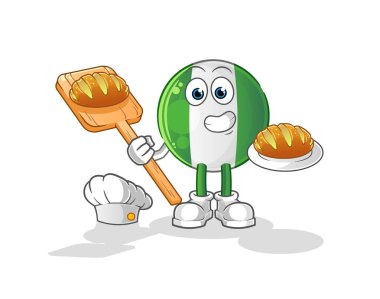 Nijeryalı ekmek fırıncısı. çizgi film maskotu vektörü