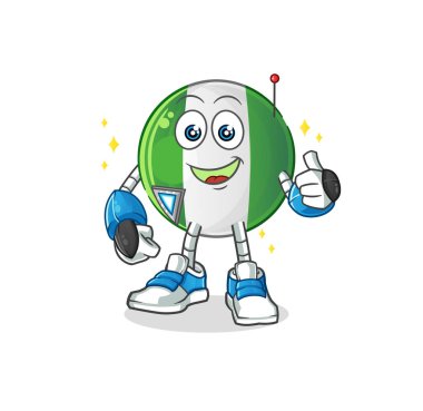 Nijeryalı robot karakter. çizgi film maskotu vektörü