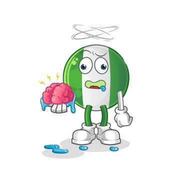 Nijerya bayrağı, beyin vektörü yok. çizgi film karakteri