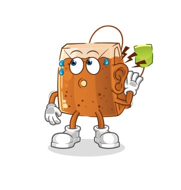 Çay poşeti dinleme vektörü. çizgi film karakteri