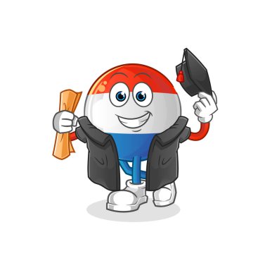 Hollanda bayrağı mezuniyet vektörü. çizgi film karakteri