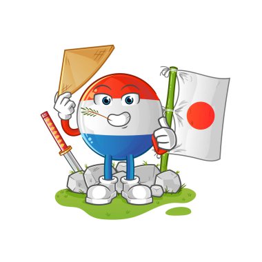 Hollanda bayrağı Japon vektörü. çizgi film karakteri