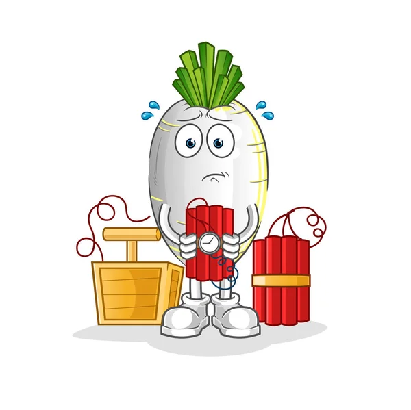 白色萝卜具有炸药的特性 卡通吉祥物载体 — 图库矢量图片