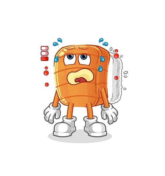 Sushi Low Battery Mascot Cartoon Vector — Stock Vector