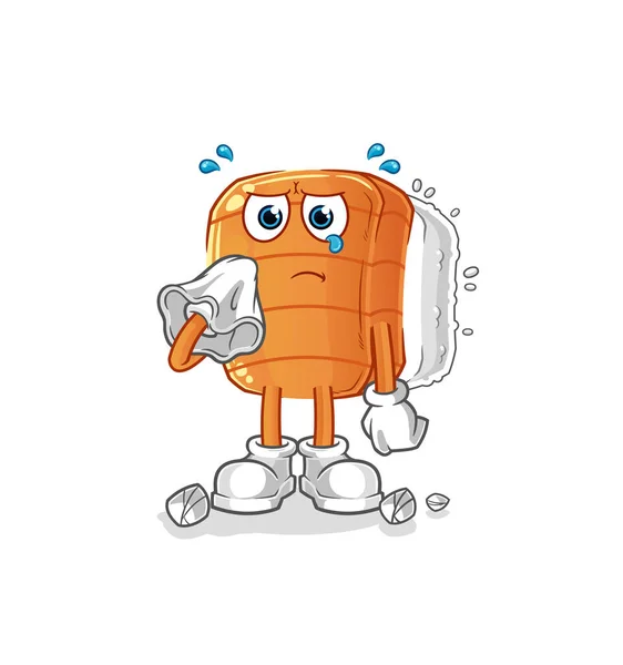 Sushi Llora Con Pañuelo Vector Mascota Dibujos Animados — Vector de stock