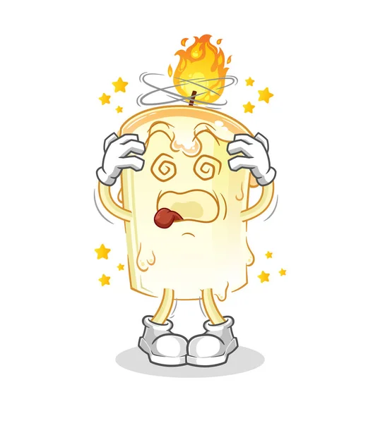 Candle Dizzy Head Mascot Cartoon Vector — Stock Vector
