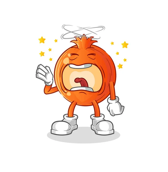 Pomegranate Yawn Character Cartoon Mascot Vector — Stock Vector